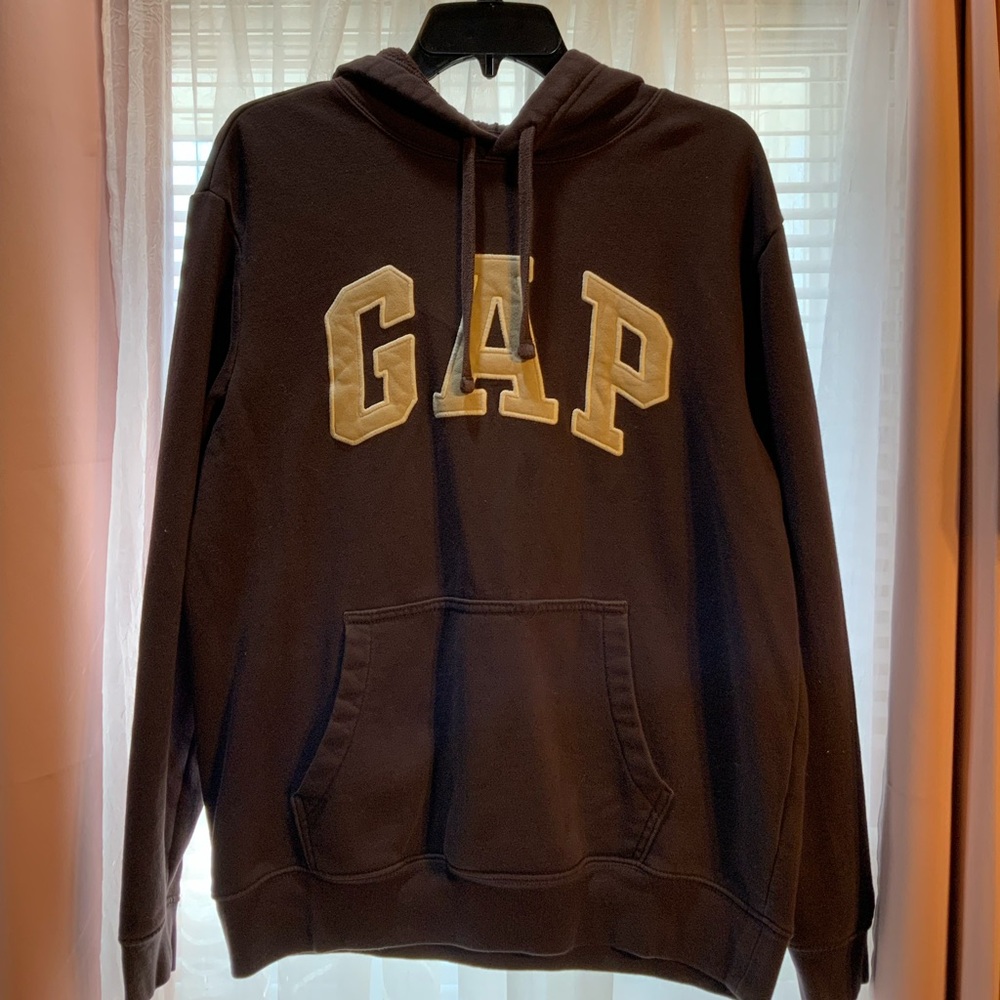 GAP Men's Dark Hoodie with Cream Logo